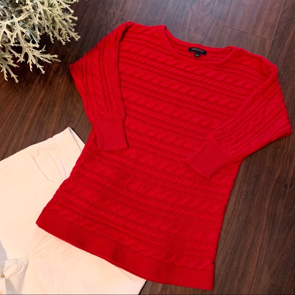 Banana Republic 3/4 Sleeve Cableknit Sweater